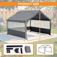 thumbnail image 3 of Extra Large Outdoor Dog House Tent, Dog Shade Shelter with 3-Sided Mesh Windows, Breathable Sun Rain Cover Pet Shelter with Canopy and Ground Stakes for Dogs, Cats, Gray, 3 of 9