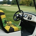 thumbnail image 3 of Yuyamidu Jamaican Flag Golf Cart Seat Covers Full Set of 2 Coconut Tree Golf Cart Bench Seat Cover Back Rest Cover Protector Fits Most Club Cars Golf Carts, 3 of 7