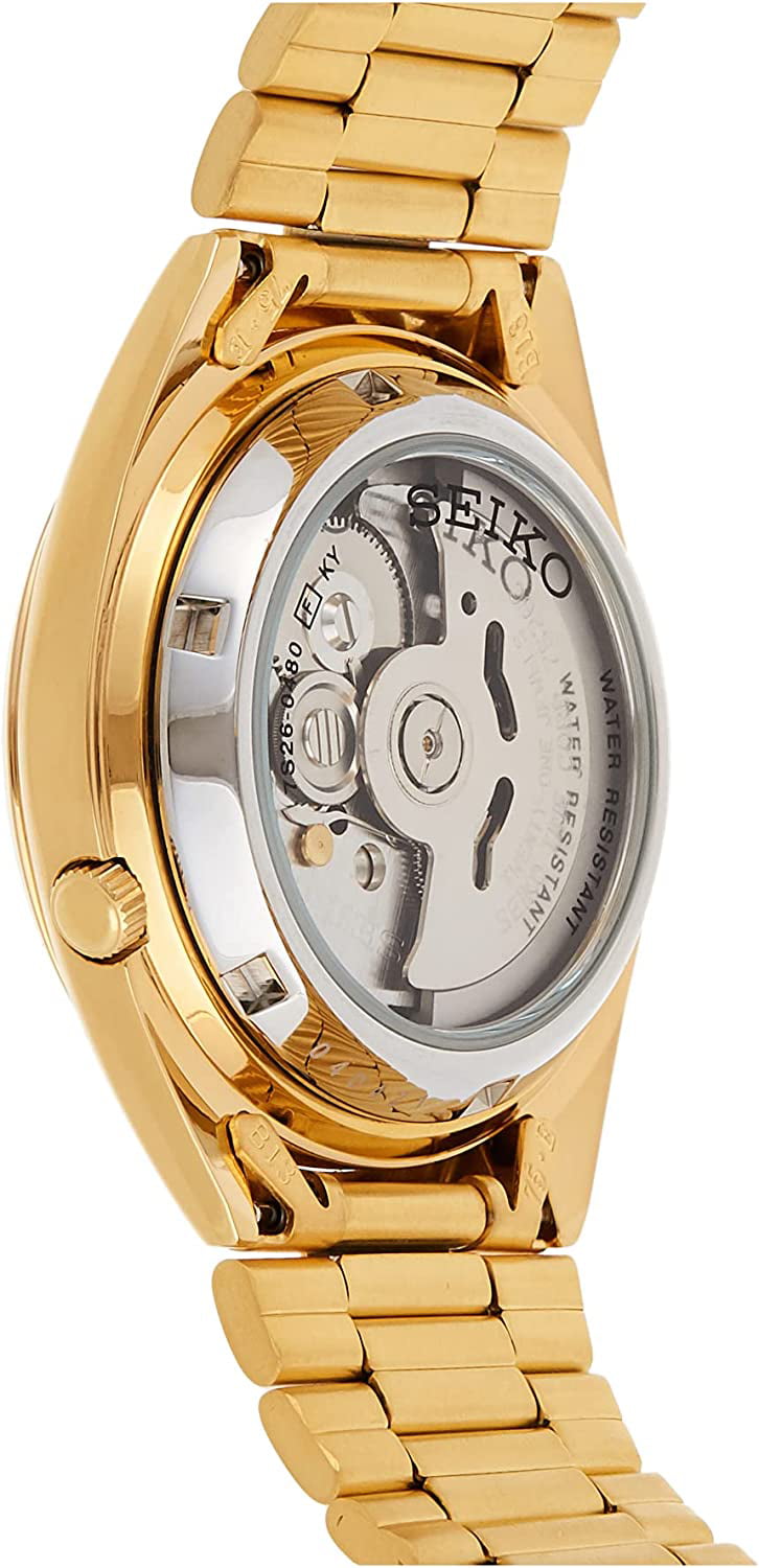 suge Afgang til Kenya Seiko Men's SNXL72 5 Automatic Gold-Tone Stainless Steel Bracelet Watch  with Patterned Dial - Walmart.com