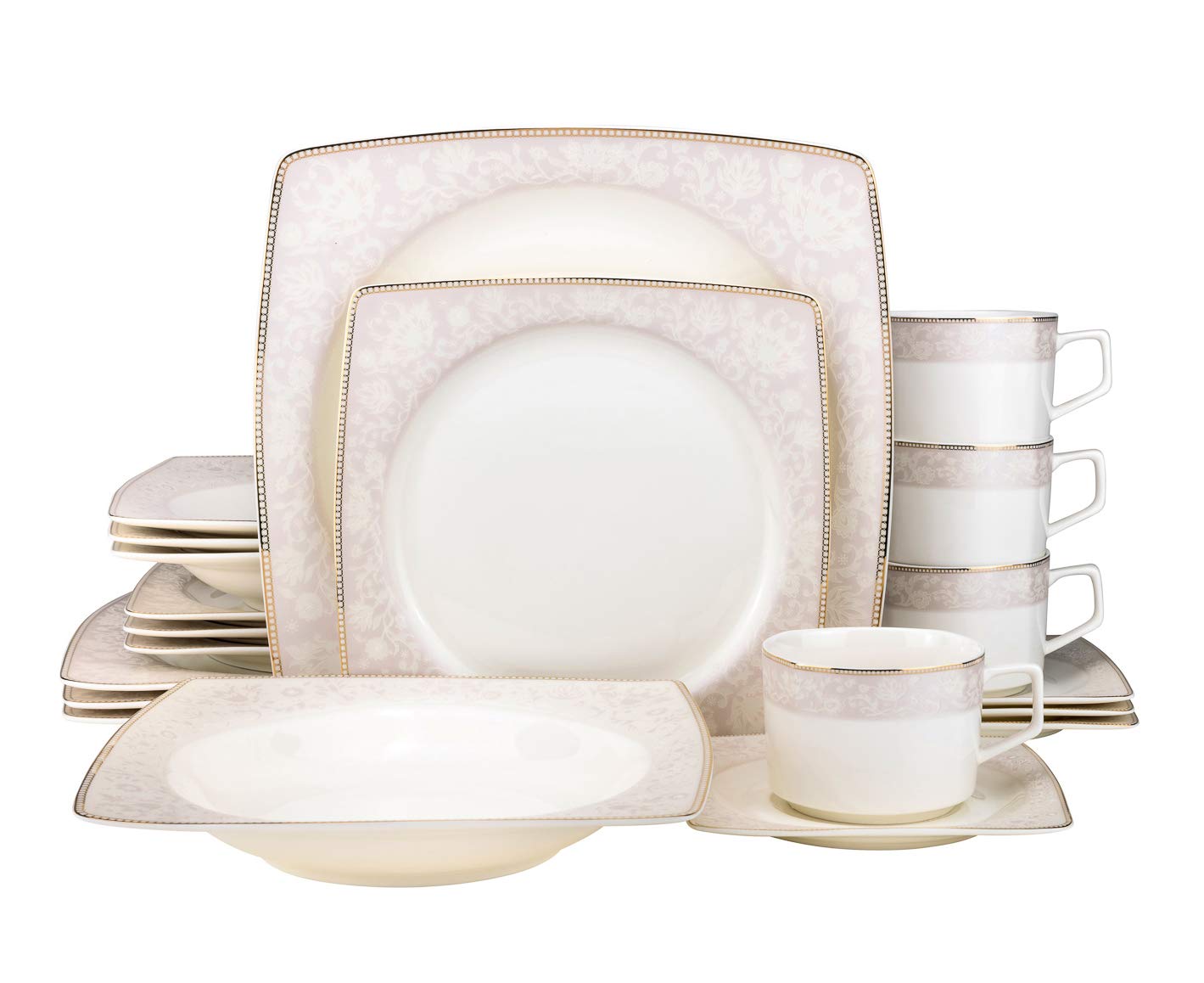 20-pc. Dinner Set Service for 4, 24K Gold-plated Luxury Bone China Tableware ("Wedding Band Gold" 6449-20) - image 1 of 2