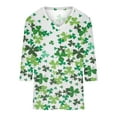 thumbnail image 5 of VALMASS St Patrick's Day 3/4 Sleeve V Neck Shirts Women Casual Cute Print Tee Plus Size Pullover Tops (S, White), 5 of 5