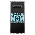 thumbnail image 1 of DistinctInk Clear Shockproof Hybrid Case for Samsung Galaxy S10+ PLUS (6.4" Screen) - TPU Bumper Acrylic Back Tempered Glass Screen Protector - Goalie Mom The Most Stressful Position, 1 of 2