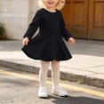 thumbnail image 6 of JUMEYU Baby Girls Ruffled Flannel Long Sleeve Medium Length Solid Color Casual Dress 9 12 Months (Black,9-12 Months), 6 of 7