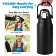 thumbnail image 3 of 2L Tumbler Thermo Bottle Large Capacity with Straw Stainless Steel Thermal Water Bottle Cold and Hot Thermo Cup Vacuum Flask Gym (Black with Cup Bag,1500ML), 3 of 7