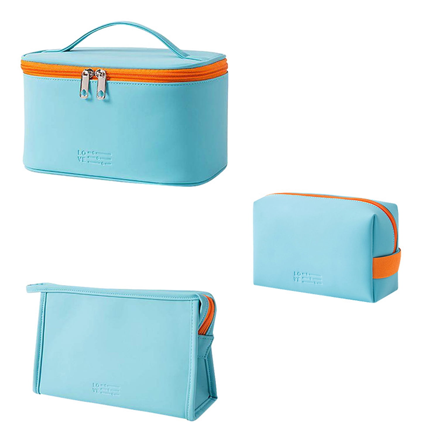 Cosmetic Bags for Women, 3 Pack Portable Leather Cosmetic Bags with