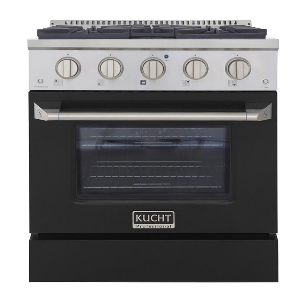 Pemberly Row 30" Stainless Steel Propane Gas Range in Black/Silver