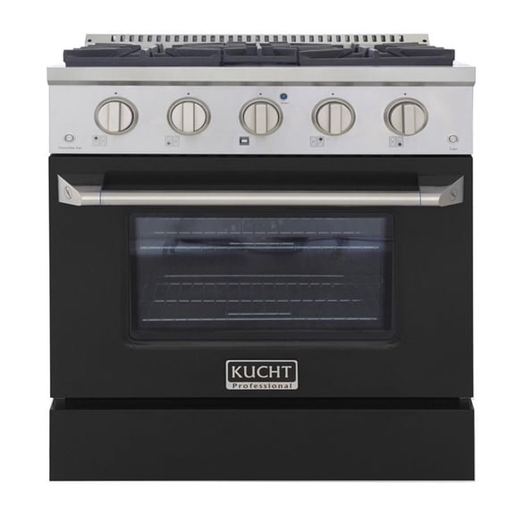 Kucht Professional 30" Stainless Steel Propane Gas Range in Black/Silver