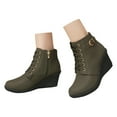 thumbnail image 3 of Ankle Boots Women Autumn Winter Wedge Heel Platform Lace Up Ankle Boots Warm Comfortable Shoes Booties Women Green 42, 3 of 7