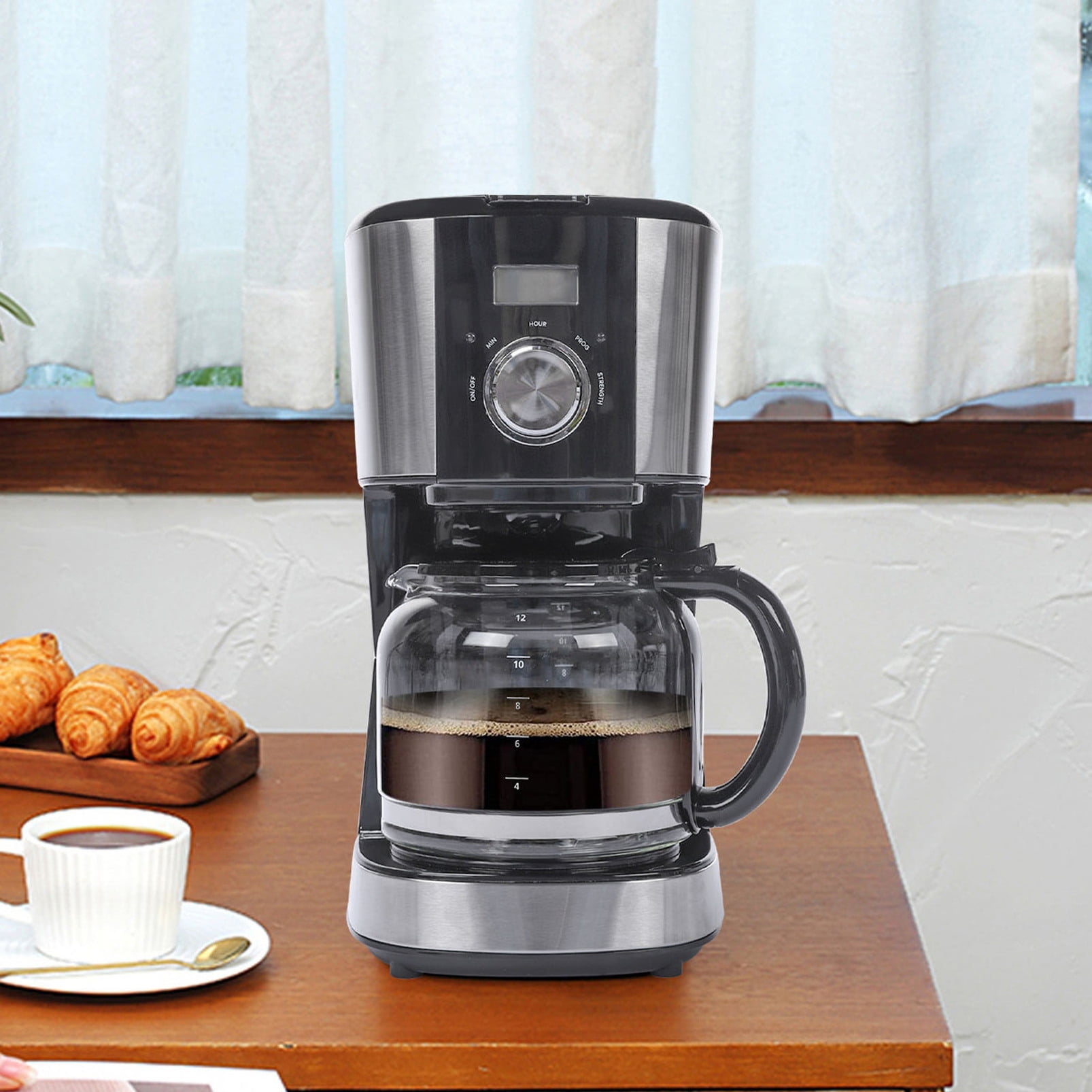 Drip Coffee Maker Coffee Machine, Programmable Reusable Filter Brewing