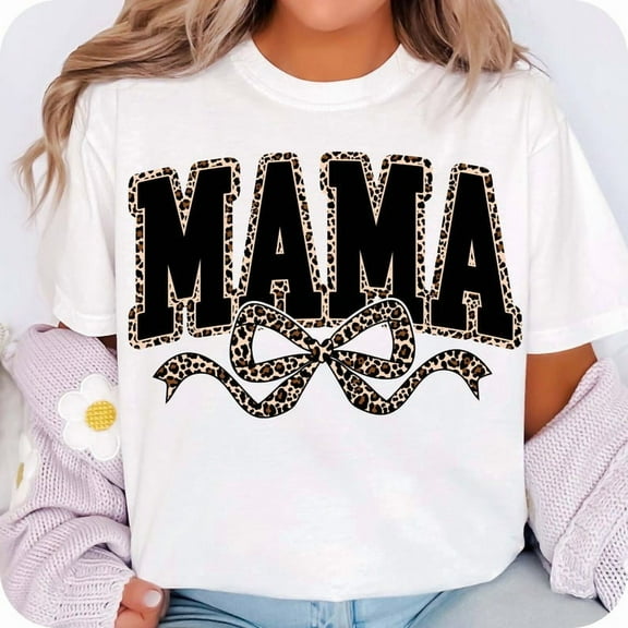 Mama Leopard Coquette Bow T-Shirt, Leopard Mama T-Shirt, Varsity Mama T-Shirt, Mama Shirt T-Shirt, Retro Mama T-Shirt, Mama T-Shirt, Mothers Day T-Shirt