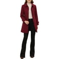 thumbnail image 2 of INSPIRE CHIC Women's Peter Pan Collar Winter Outwear Trench Pea Coats L Burgundy, 2 of 6