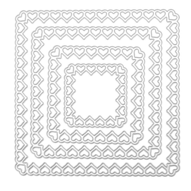 Troqueles De Corte Cuadros Decorativos 4 plantillas de troqueles de corte de metal para fotos de álbum de recortes de bricolaje (amor cuadrado) Likrtyny Libre de BPA