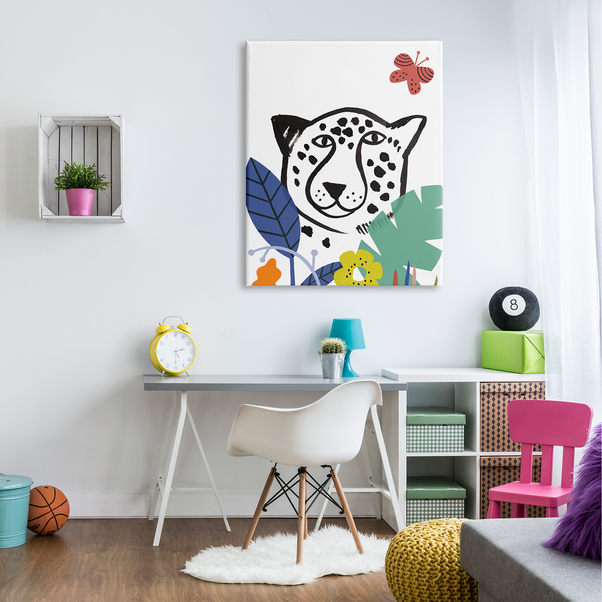 Stupell Industries Leopard Flower Foliage Jungle Cat Safari Portrait,36 x 48, Design by Abi Hall
