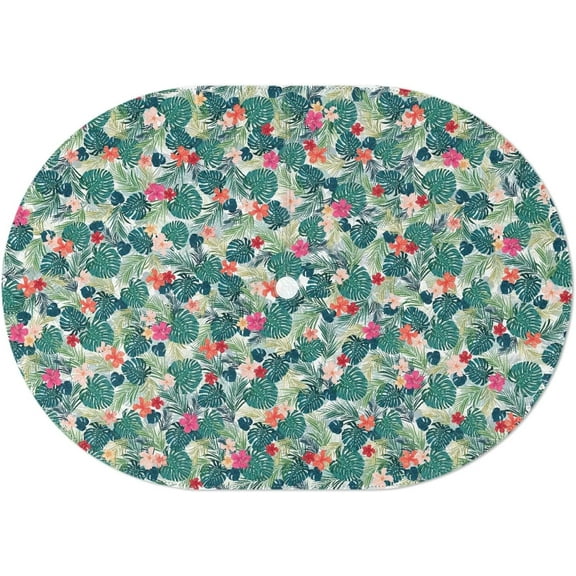 Oval Outdoor Tablecloth with Umbrella Hole and Zipper, Patio Table Covers for Spring/Summer, Machine Washable Outdoor Party/Picnic Oval Table Cloth