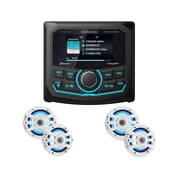 Kenwood KMR-XM500 and 2 Pr XM77WL 7.7" Marine Speaker Bundle