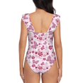 thumbnail image 6 of Yiaed Flower Butterfly Print Women's Ruffled One Piece Swimsuit V Neck Swimwear Slimming Monokini for Woman-Small, 6 of 8