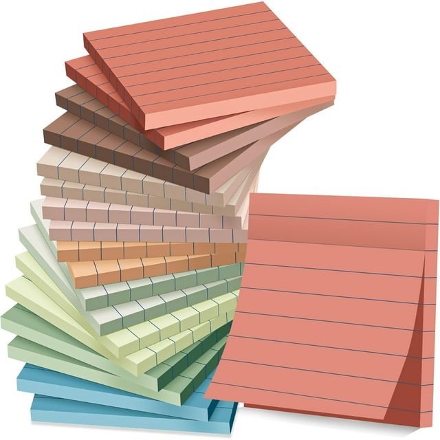 ( ) Lined Sticky Notes x in Post Vintage Colors Sticky Pads Strong Adhesive Recyclable Self-Stick Pads Easy to Post for Home Office Notebook