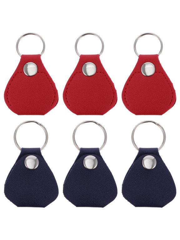 6pcs Keychain Guitar Pick Holder Leather Guitar Plectrums Case Organizer