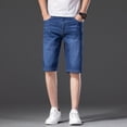 thumbnail image 7 of Summer Men‘s Denim Shorts Cotton Lyocell Blend Elasticity Straight Denim Pants Fashion Thin Knee Short Jeans Plus Sizes 42 44 46, 7 of 7