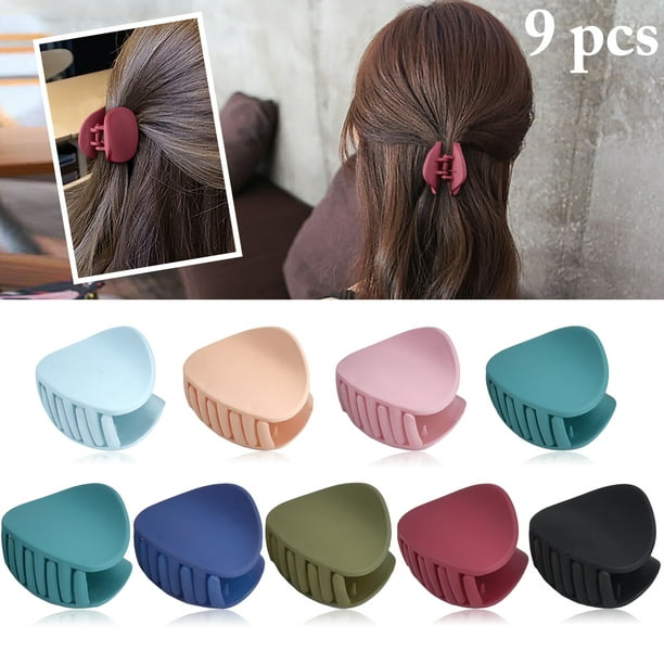 Coofit 9PCS Hair Claw Solid Color Triangle Mini Claw Clips Hair Accessories  for Women