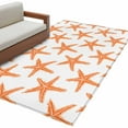 thumbnail image 2 of 2.7x5 Area Rugs, Orange Beach Starfish Non-Skid Rubber Backing Large Rectangle Rugs - Living Room Bedroom Home Office, Summer Ocean Nautical Coastal Indoor Floor Mat Carpets Washable Rug, 2 of 9