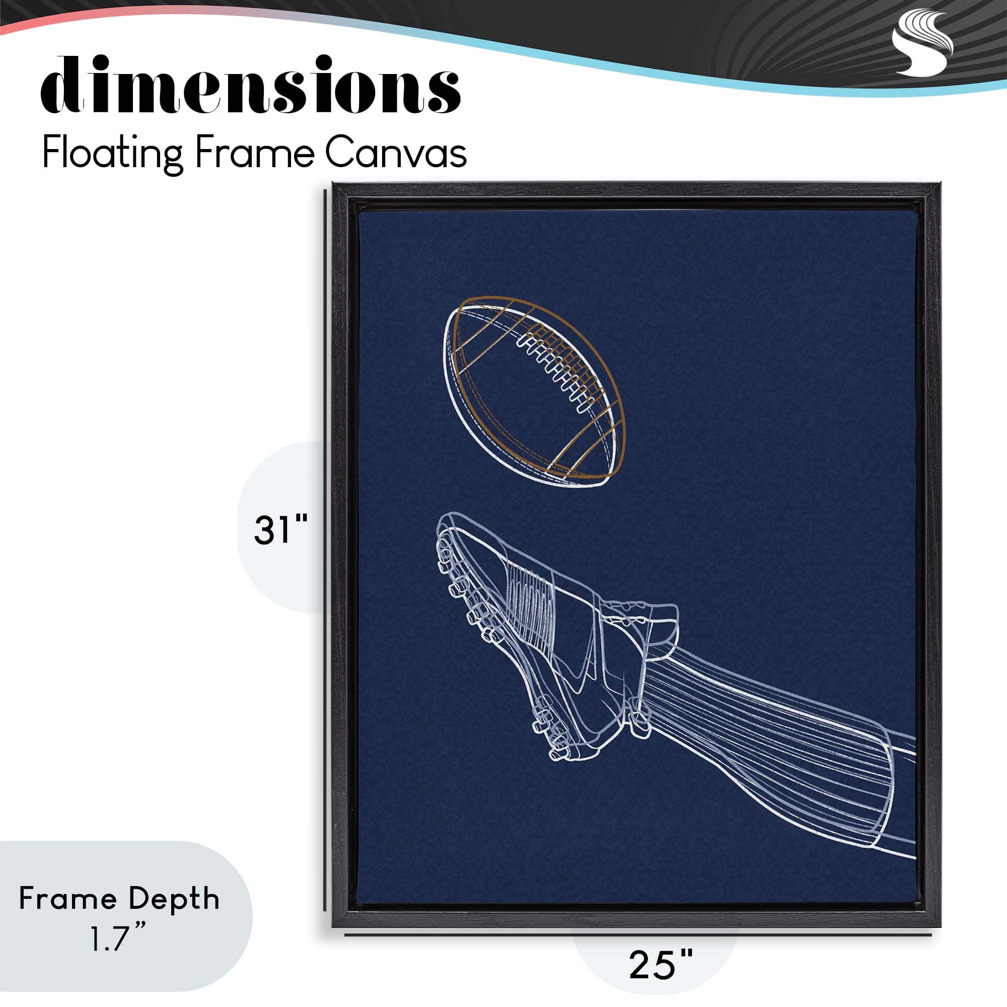 Stupell Industries Football Lines Contour Black Framed Floater Canvas Wall Art, design by Marcus Prime