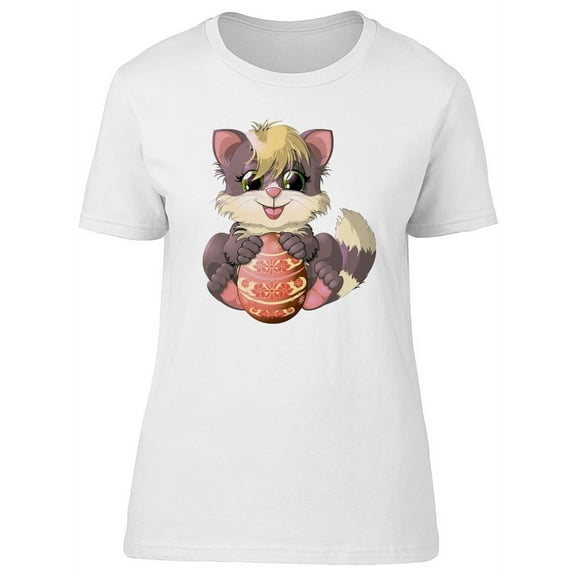 Beautiful Kitten With Easter Egg Tee Women's -Image by Shutterstock