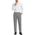 thumbnail image 2 of Lars Amadeus Men's Checked Suit Pants Flat Front Elastic Waist Plaid Pants, 2 of 6