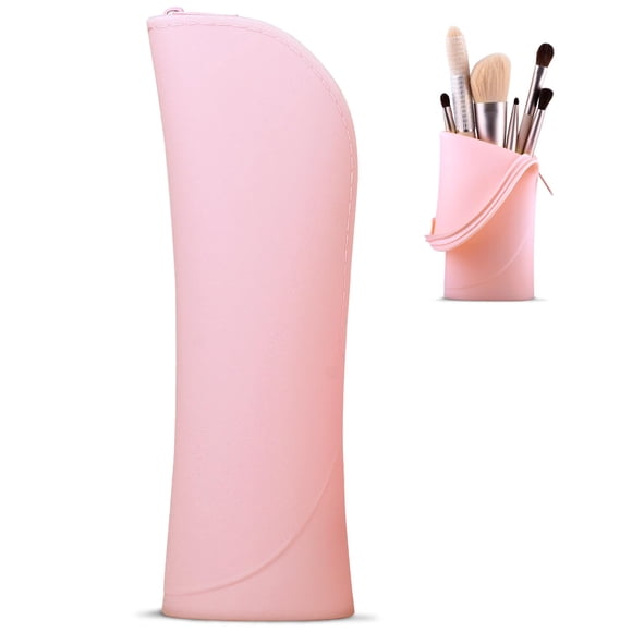 Bolsa organizadora de viaje de silicona SLUKULU para brochas de maquillaje