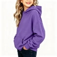 thumbnail image 6 of YHAJDS Girls Drawstring Hoodie Winter Long Sleeve Solid Color Casual Sweathirt Top, 6 of 7