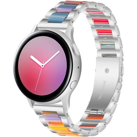 XIHAMA Resin Stainless Steel Watchband Compatible with Samsung Galaxy Watch 4 Band 44mm 40mm/4 classic 42MM/46mm Gear S2 Classic, Gear Sport Wristband 20MM Metal Replacement Strap
