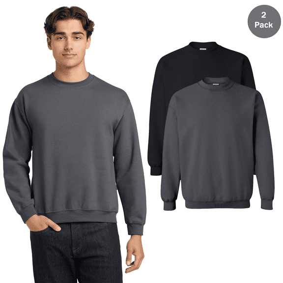 Gildan Unisex High Visibility Heavy Blend Crewneck Sweatshirt, Workwear Casual Multicolor Tee, 2 Pack, S