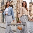 thumbnail image 6 of ValueVibe Women's Lightweight Wide Leg Sweatpants Mid Rise Drawstring Loose Casual Lounge Pants, Light Gray S-2XL, 6 of 7