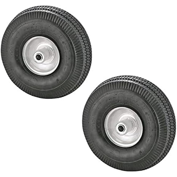 Rocky Mountain Dolly Wheel 4.10/3.50-4” - Heavy Duty Replacement Tire/Rim for Hand Truck, Cart, Dolly, Garden Cart - 2.25” Offset Hub with Pneumatic 5/8” Ball Bearing - Sawtooth Tread - 400 lb (2)$