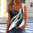 thumbnail image 2 of Floral Printed Tank Tops Womens 5 Button up Shirt Sleeveless O-ring Straps V Neck Summer Vest Tees Blouses Loose Fit (2XL, Black 02), 2 of 6