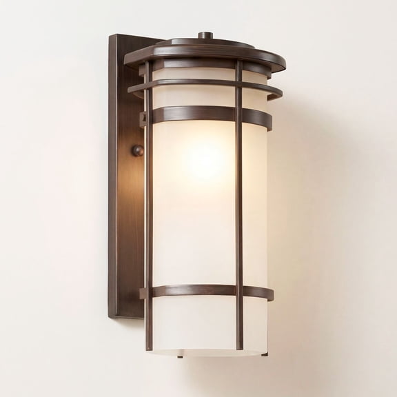 Possini Euro Design Theola Modern Outdoor Wall Light Fixture Bronze LED 12 3/4" Etched Glass Shade for Post Exterior Barn Deck House Porch Yard Patio