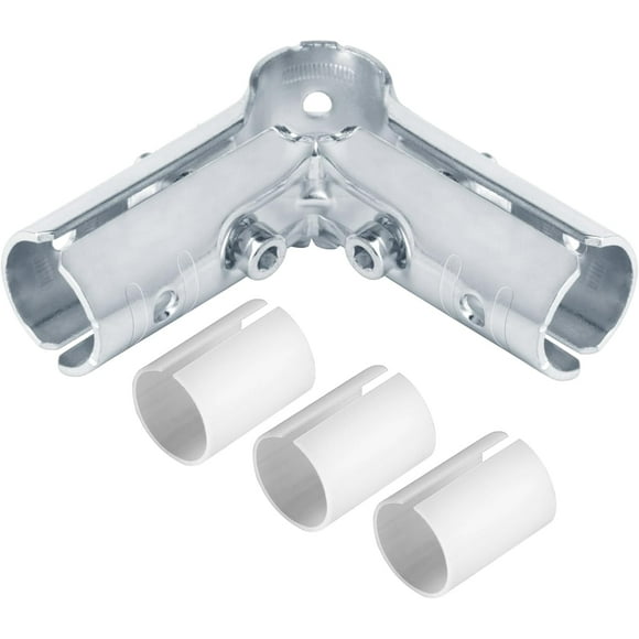 PinesC 12 Sets 3 Way Metal Joint Tubing Clamp Fittings, Fit for OD 25.4 mm Stainless Steel Pipe, and Fit for 3/4" Conduit with PE Adapter Shims Silver