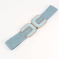 thumbnail image 3 of SWSMCLT Women's Braided Thick Belt Fashion Elastic Beach Chunky Belt for Summer Dress Holeless Wide Raffia Holeless Sky Blue One Size, 3 of 4