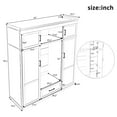 thumbnail image 3 of WRXLUXE 85.2''H Hall Tree w Shoe Bench and 3 Hooks, Modern Entryway Armoire Wardrobe Closet w 4 Doors 1 Drawer and Adjustable Shelves, Clothes Storage Cabinet for Hallway, Entryway, 3 of 16