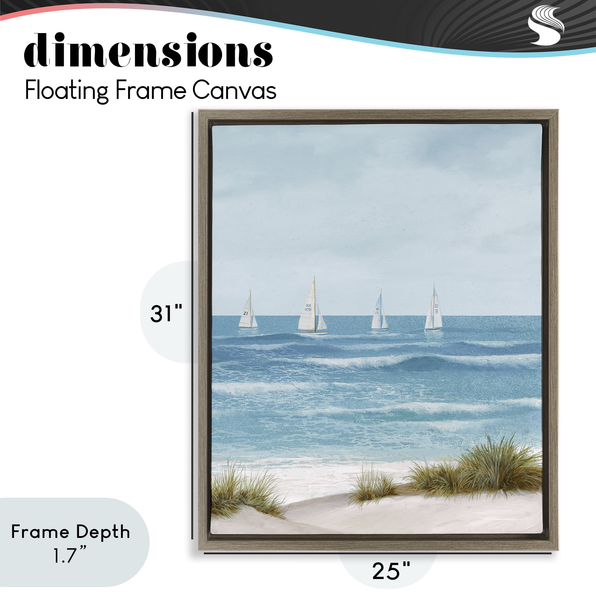 Stupell Industries Boats Sailing Away Brown Framed Floater Canvas Wall Art, design by Lorenzo Collective