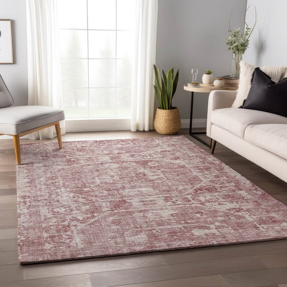 Addison Rugs Mayfield Washable Traditional Tribal Medallion Pink Rectangle Rug, 10' x 14'