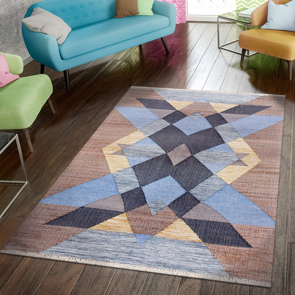Ox Bay Finley Modern, Bohemian Abstract Hand-Made Area Rug, 2' x 3'