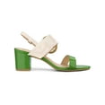 thumbnail image 4 of BLISSFUL STEP Slingback Sandals Contrast Color Chunky Heel Big Circle Buckle Sandals Green Beige 10, 4 of 6