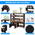 thumbnail image 4 of Shoe Rack Shoe Organizer Shlef w Footstool espresso Finish solid wood storage shoe rack Natural Wood Tone, 4 of 8