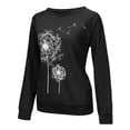 thumbnail image 2 of Camiseta Mujer Manga larga Cuello redondo Tops Poliéster Suéter deportivo Ropa con estampado informal, Azul Negro, S tholdsy AP003791-32, 2 of 6