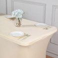 thumbnail image 6 of Balsa Circle 6 Feet Rectangular Spandex Fitted Stretchable Elastic Tablecloth Beige, 6 of 8