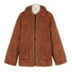 thumbnail image 5 of Mujeres de piel sintética chaqueta sólida Mullido oso de peluche Fleece Bolsillos con cremaller Irfora Chaqueta de mujeres, 5 of 7