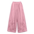 thumbnail image 6 of Delayuji Women's Linen Pant Embroidered Summer Loose Elastic Waist Casual Baggy Pants Wide Leg Pants Plus Size M-4XL, 6 of 6
