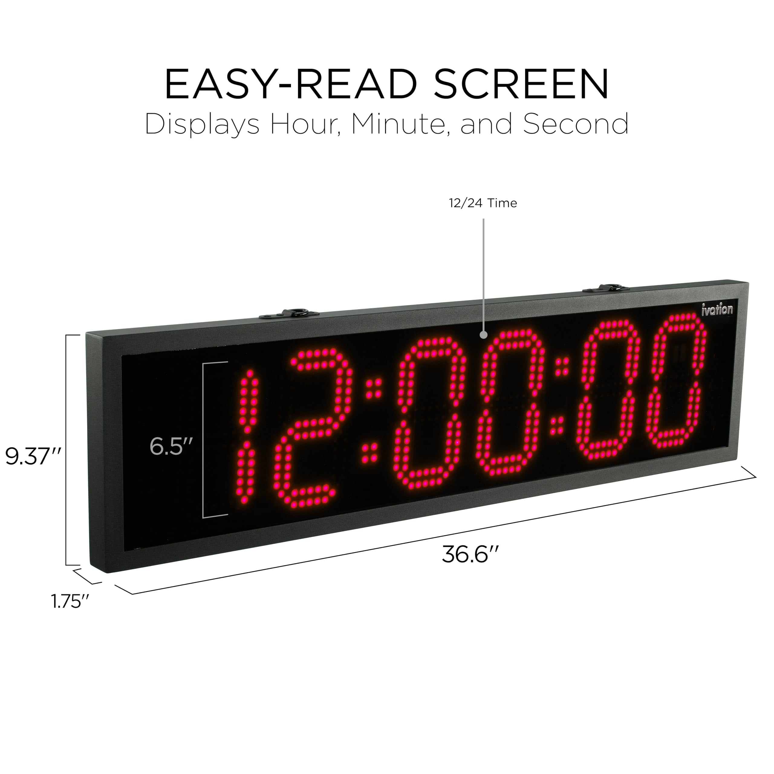 IVATION Waterproof Digital Clock with LED Display, Outdoor Water-Resistant with Stopwatch & Alarms