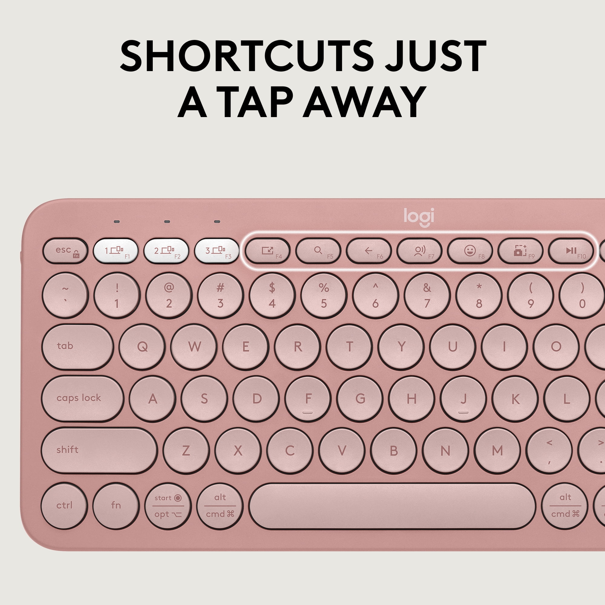 Logitech Pebble 2 Combo, Wireless Keyboard and Mouse, Quiet and Portable, Customizable, Logi Bolt, Bluetooth, Tonal Rose